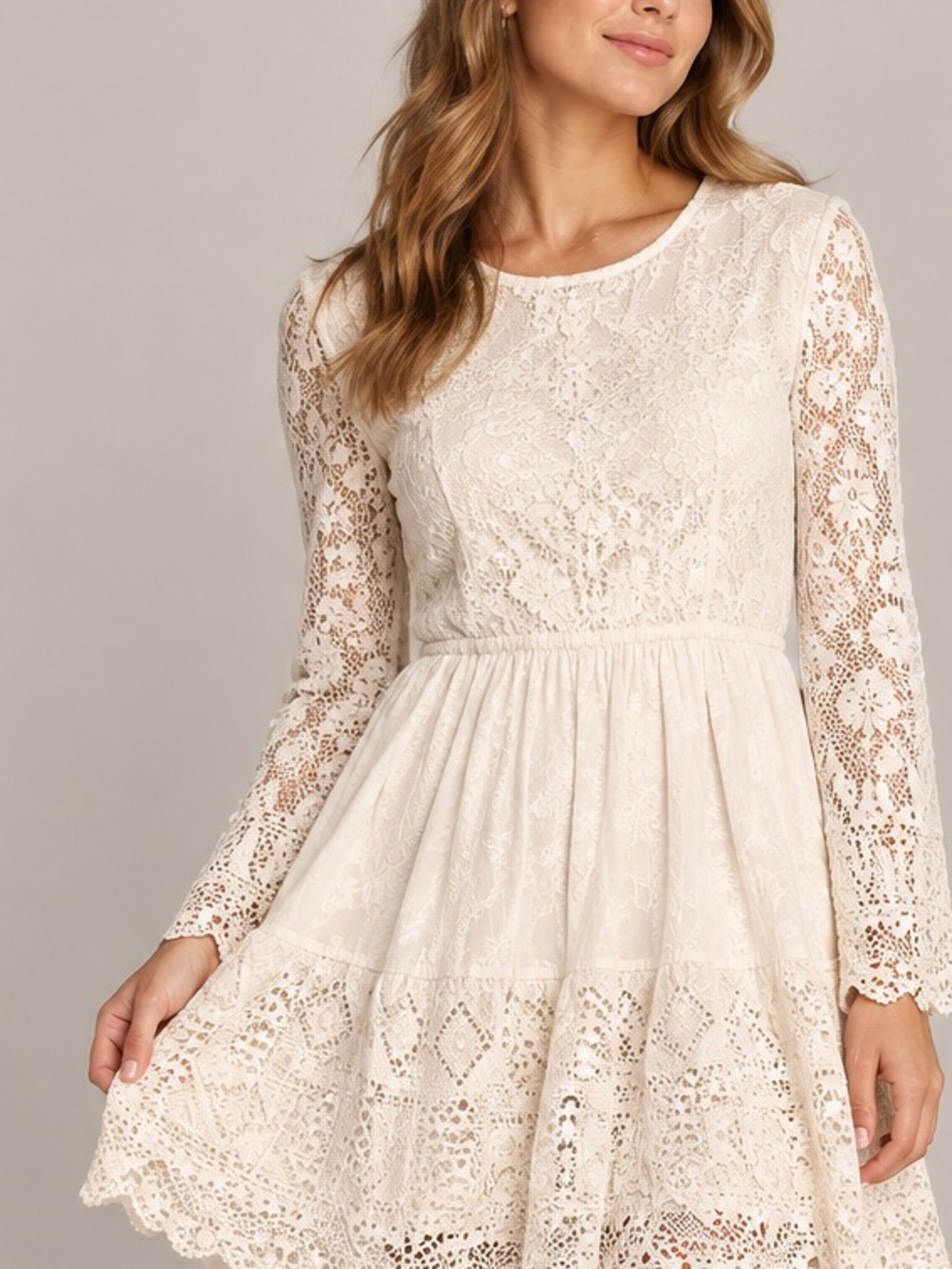 Anthro Place Nationale White Peasant Lace Mini Dress Sz 1